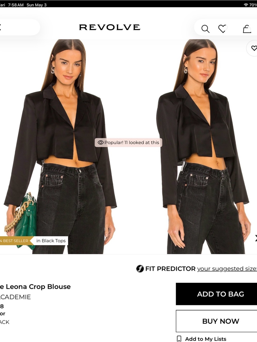 L'Academie Black Cropped blouse NwT small
